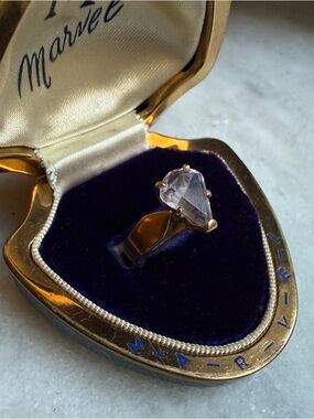 14k GOLD & AMETHYST Rose de France Cocktail Ring, Circa 1960s–70s